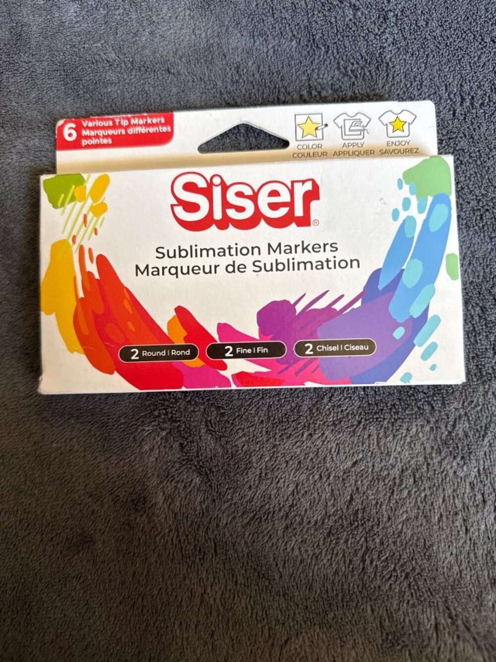 Siser Sublimation Markers 6-Pack - Round Fine Chisel Tips For Transfer On Polyes